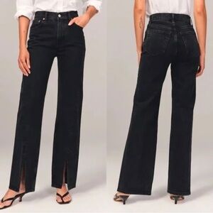 abercrombie & fitch the 90s relaxed jeans high rise curve love size 27/4 long